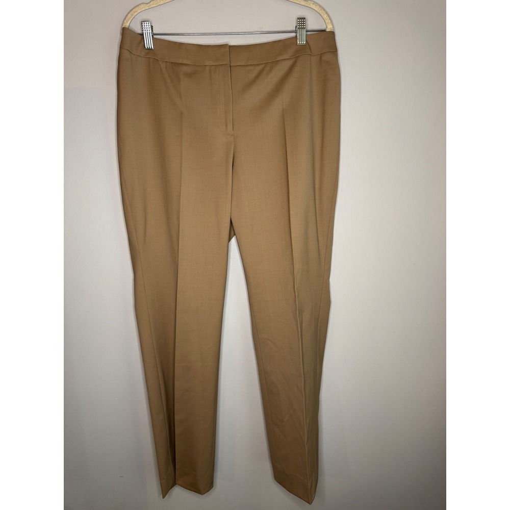Lafayette 148 New York Barrow Camel Virgin Wool Blend Straight Leg Pants 12